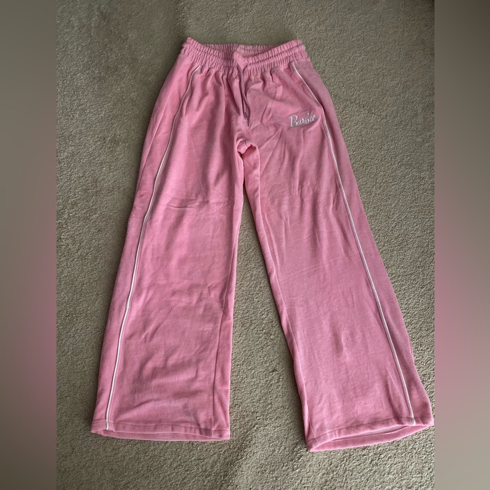 Barbie Pink Plush Lounge Pants with White Piping